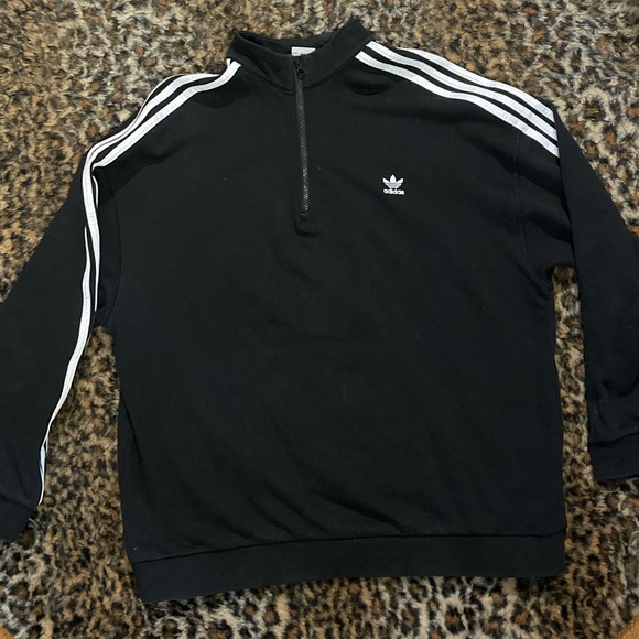 Adidas Quarter Zip Black Trefoil Sweatshirt - Picture 5 of 7